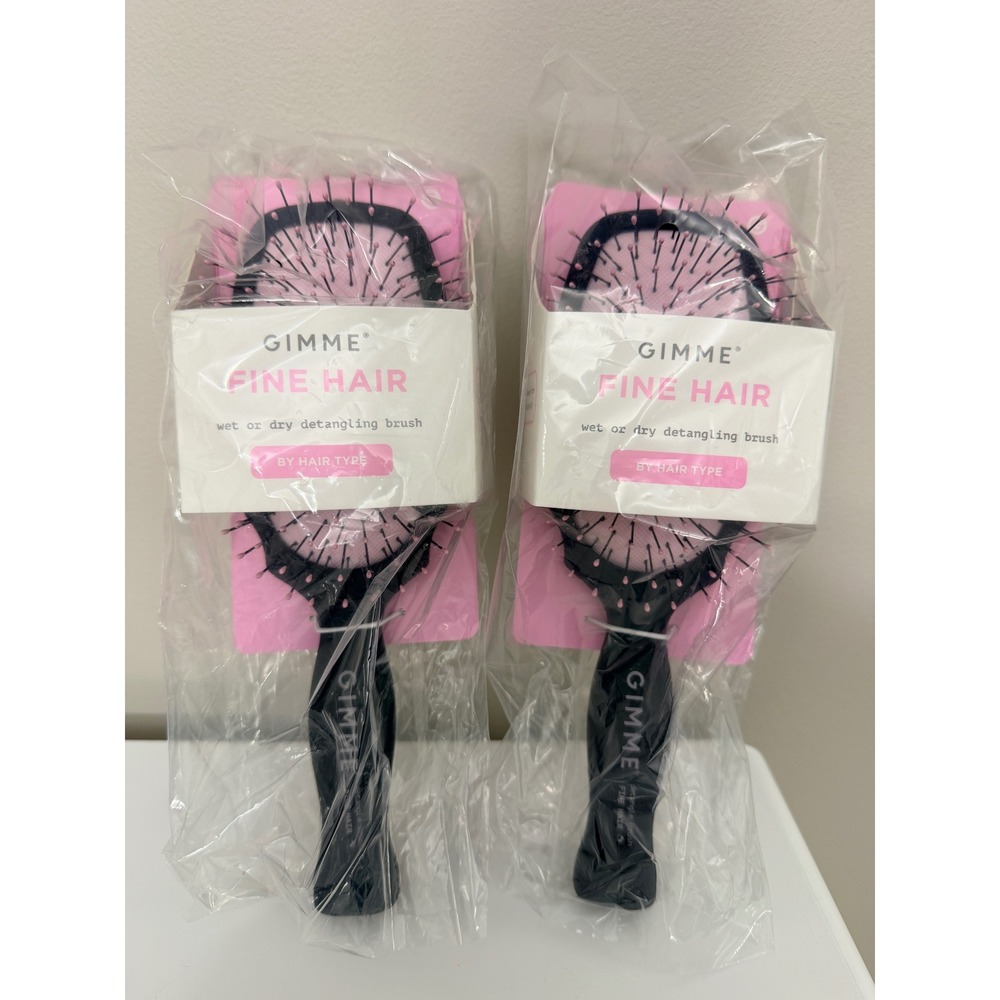 Gimme Beauty Detangling Brush Fine Hair OS Black Pink 2 Pack NWT